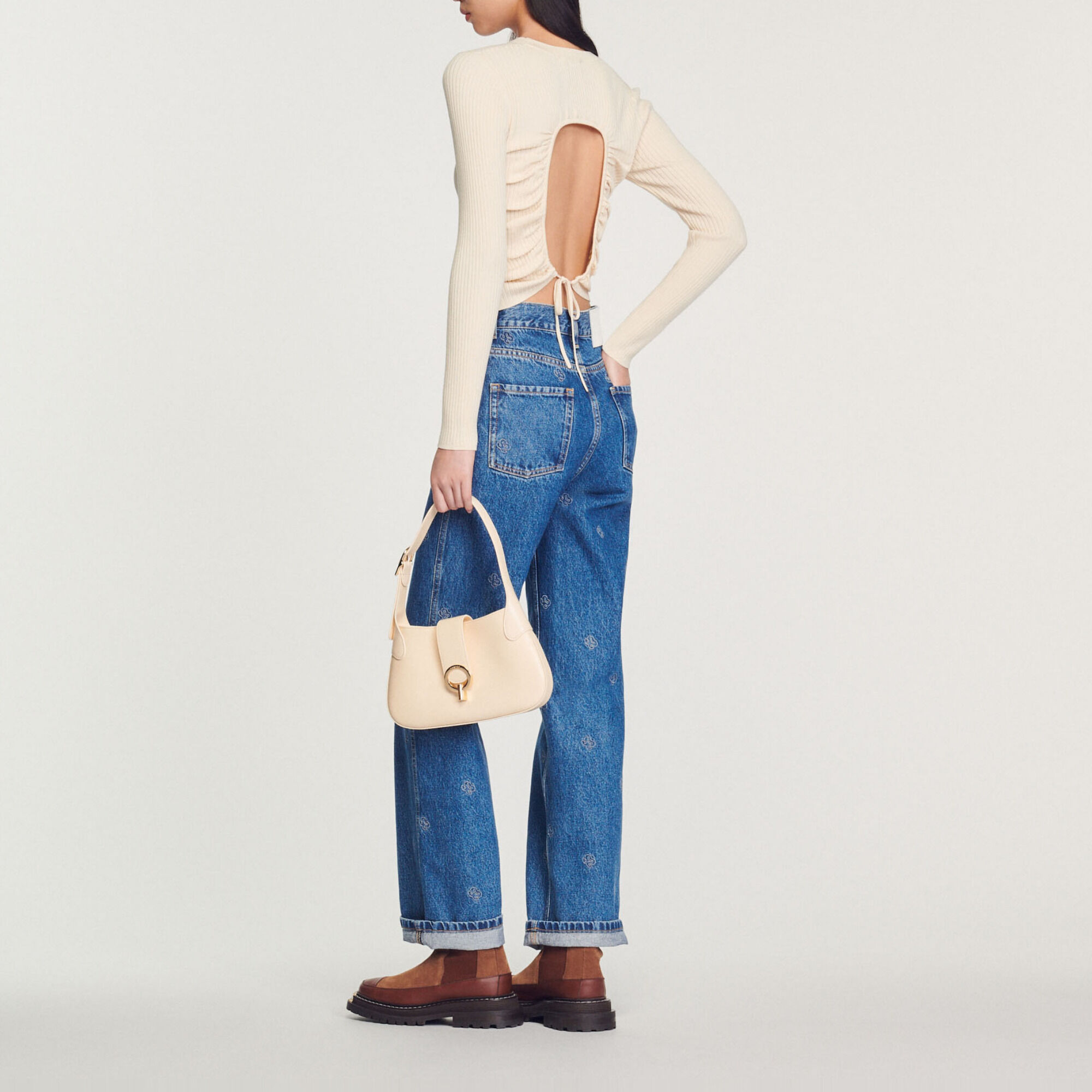 Backless knit sweater