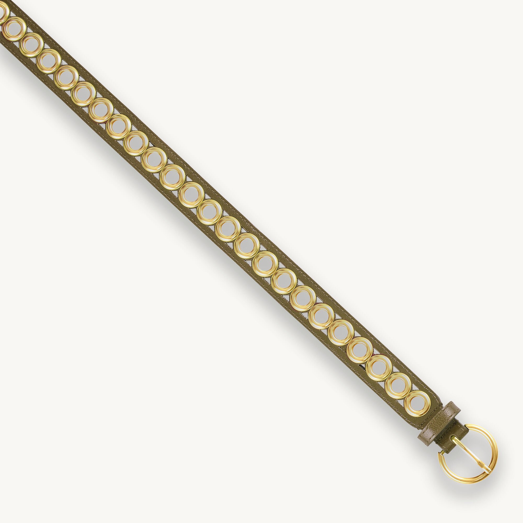 Leather belt with eyelets