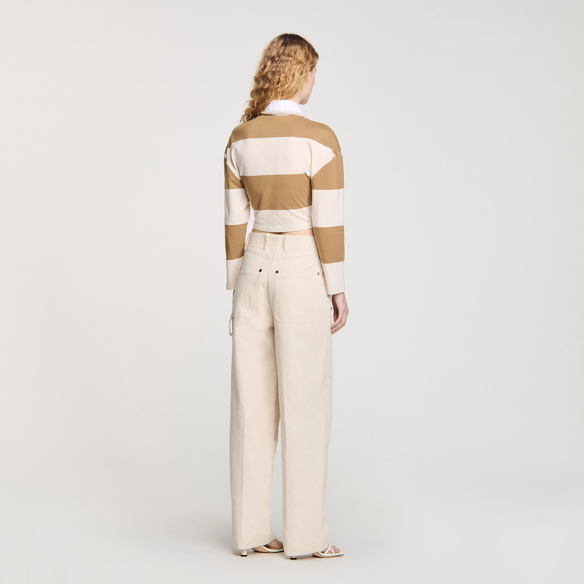 Striped polo-neck T-shirt