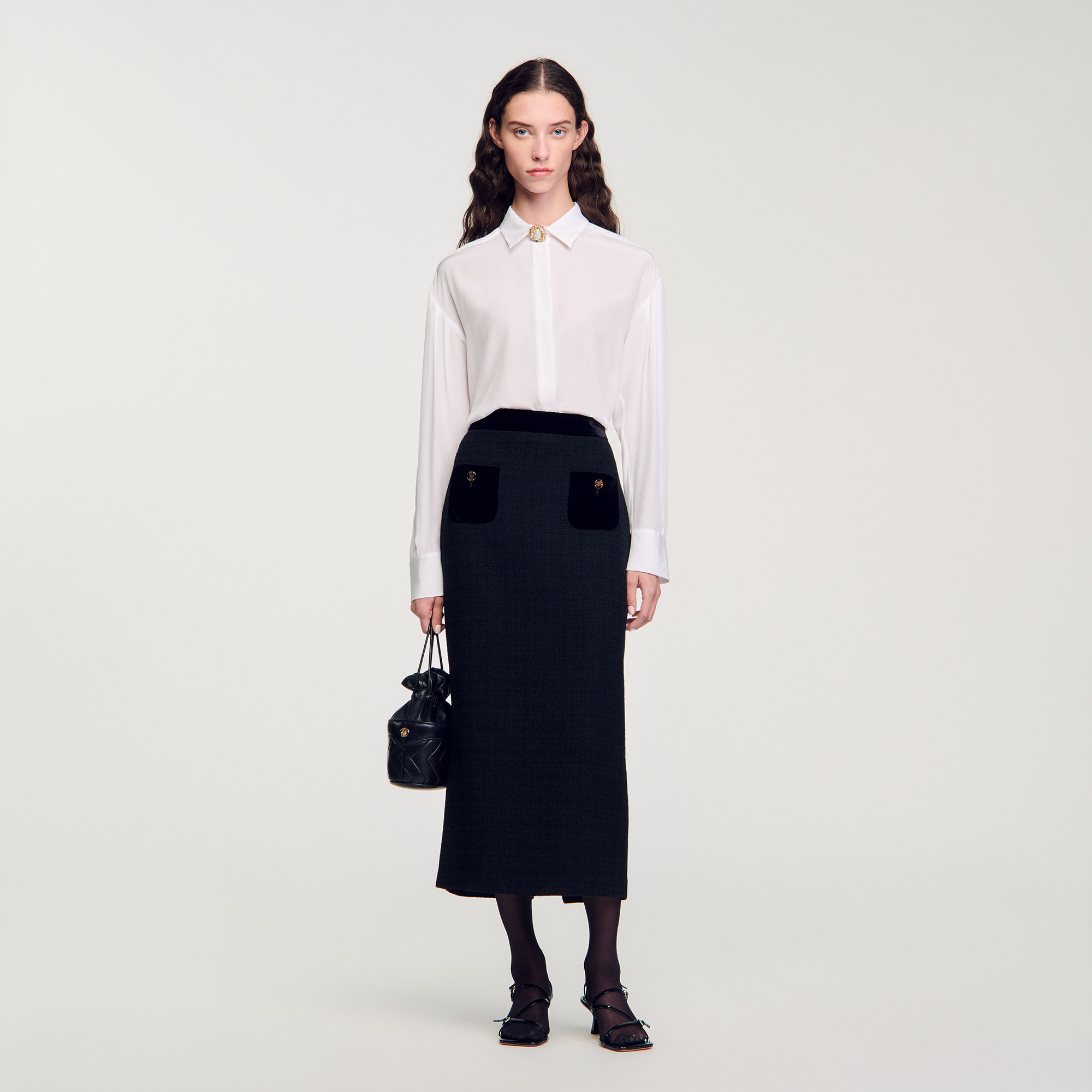 Black maxi skirt with 2 slits shop