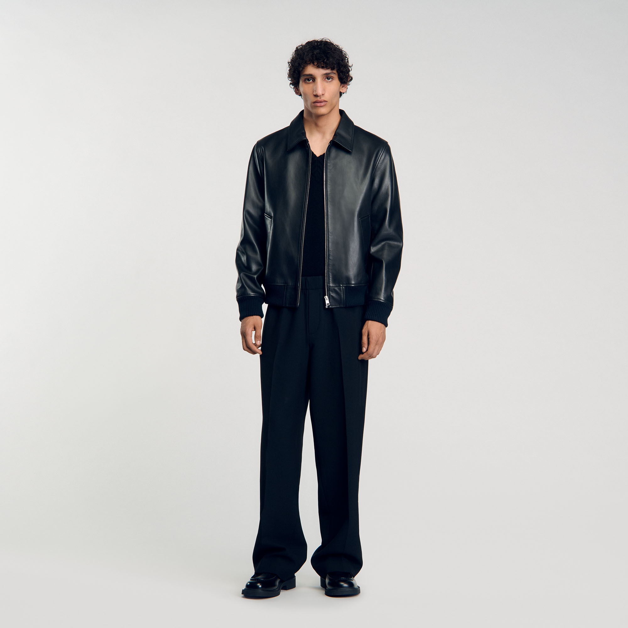 Mens plain leather jacket store