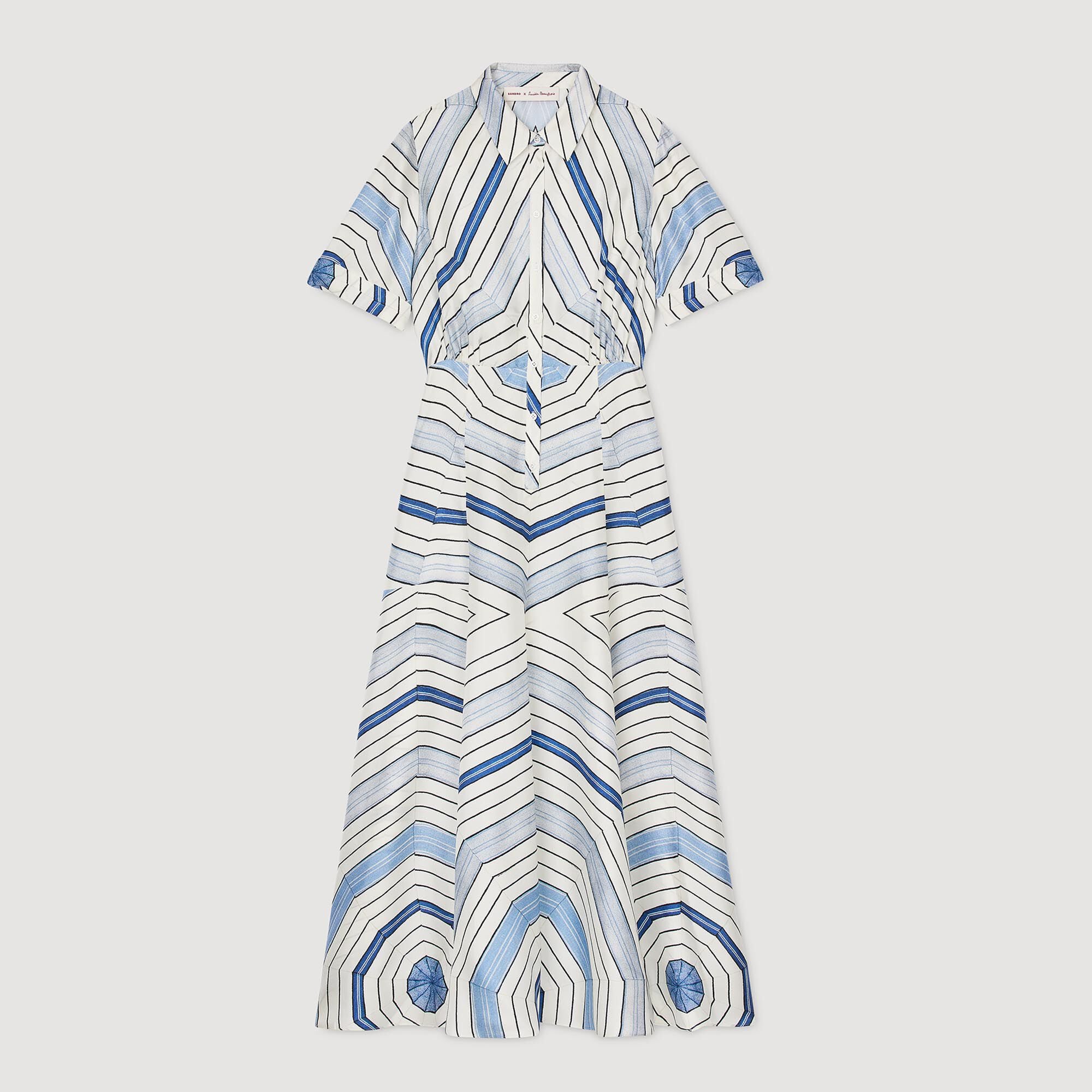 Spiral-motif silk midi dress