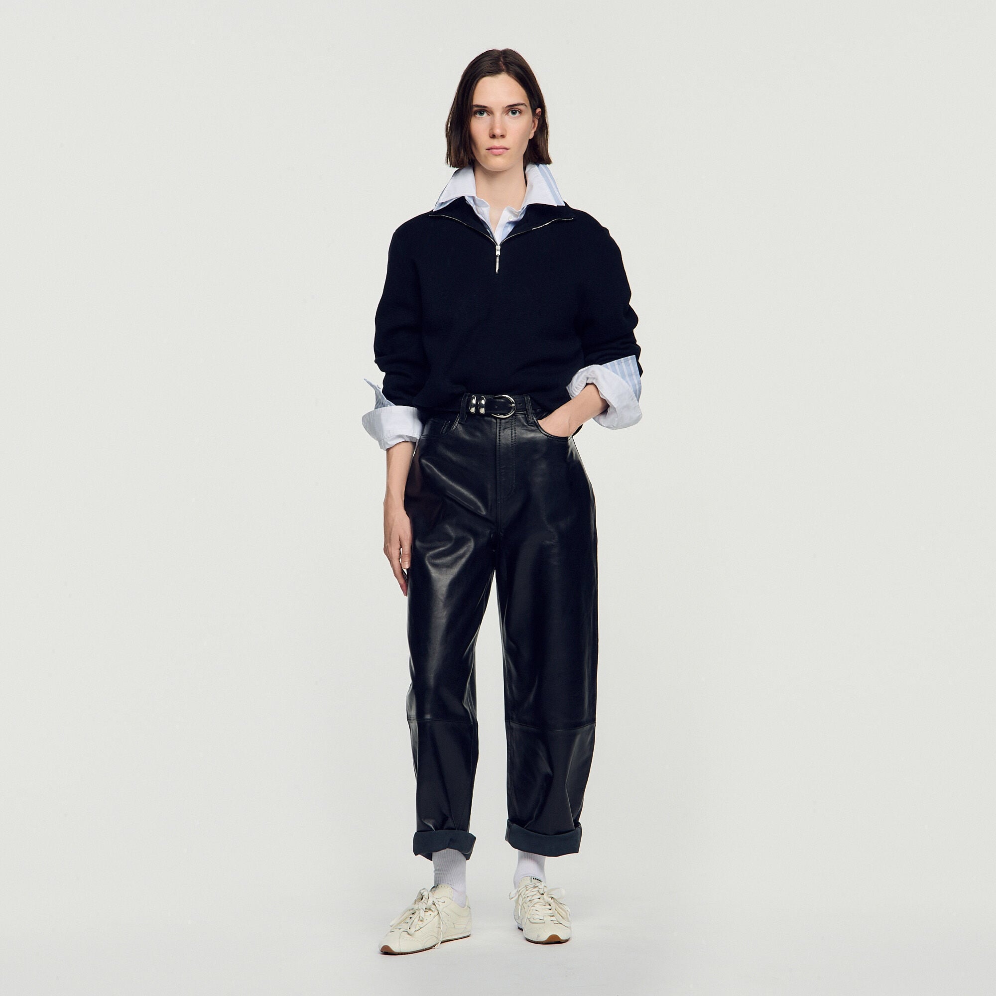 Boxy jumper with standing collar - Mixte | Sandro