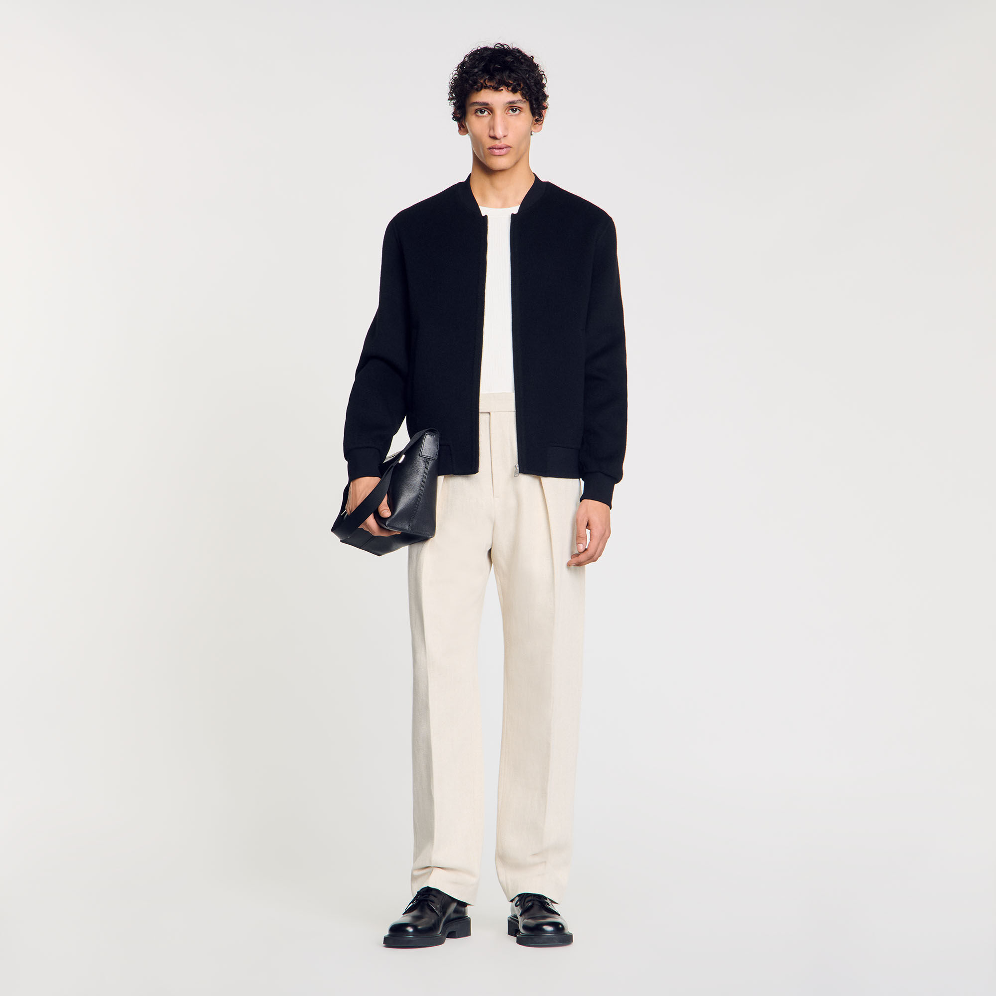 Double faced wool jacket black gray for Men Sandro Paris