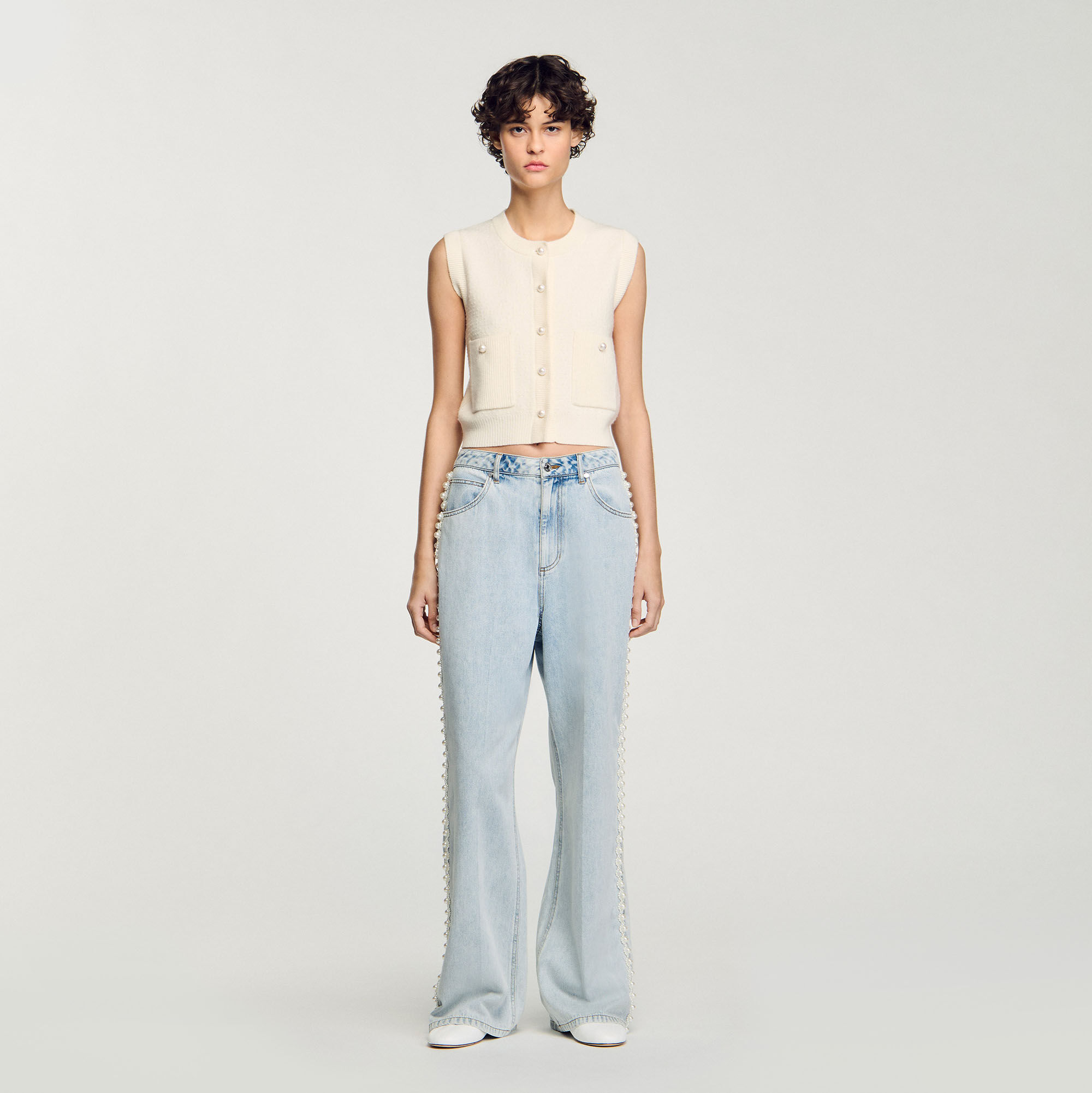 ヘヨン　tweed gilet / white Maje sequin-embellished Tweed Jacket | White | FARFETCH UK