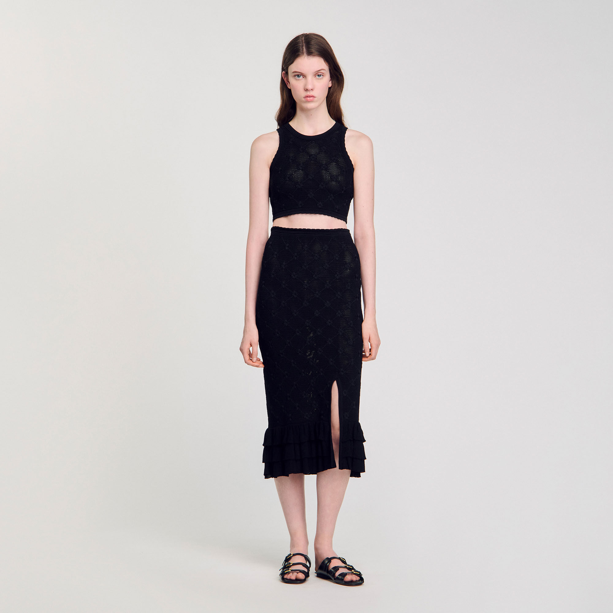 Knit midi skirt