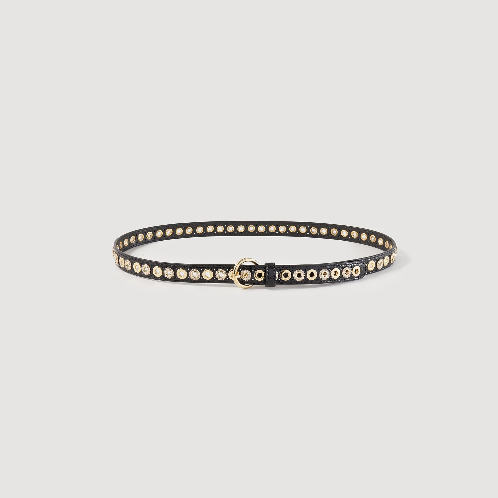 Belt with rhinestone eyelets