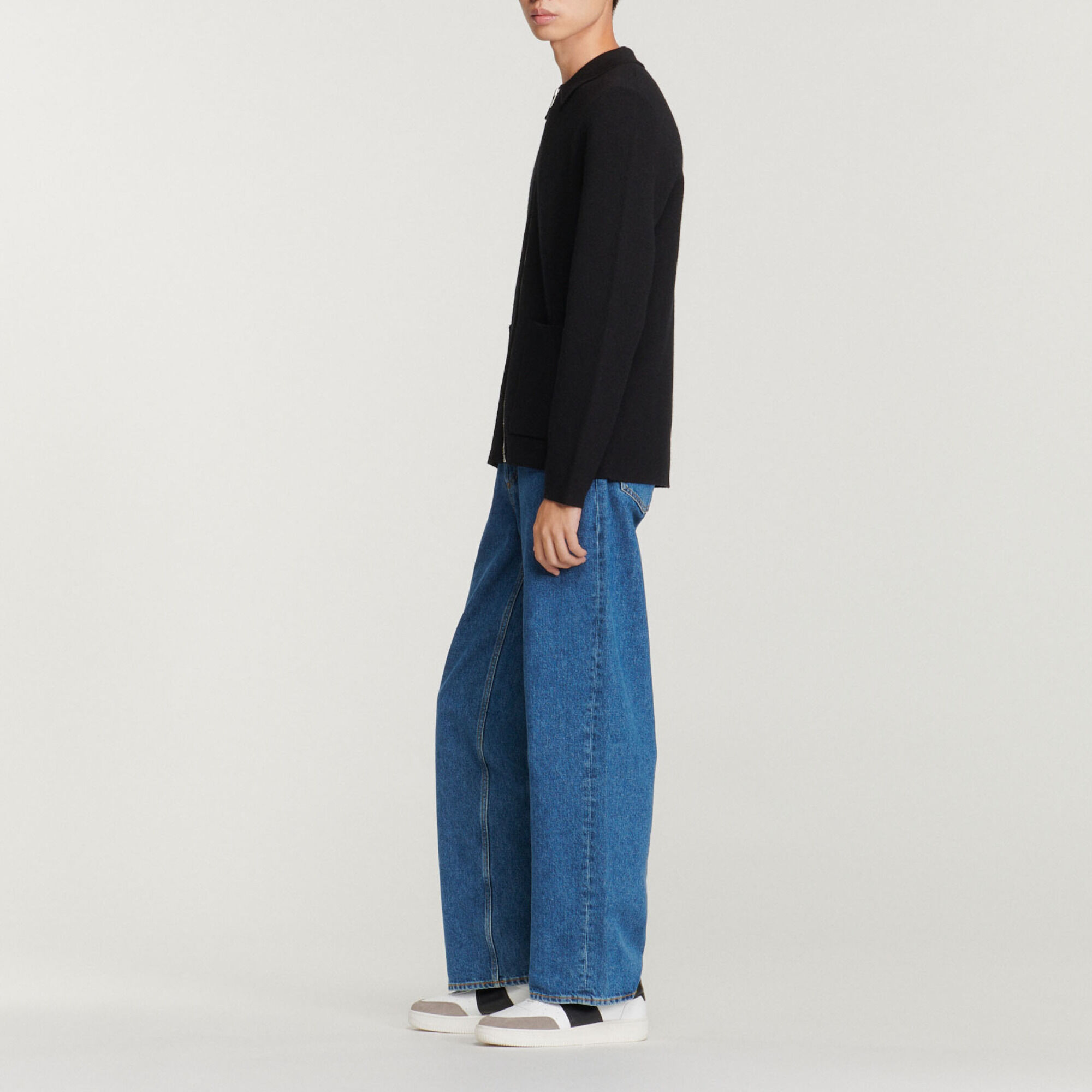 Cardigan with polo collar