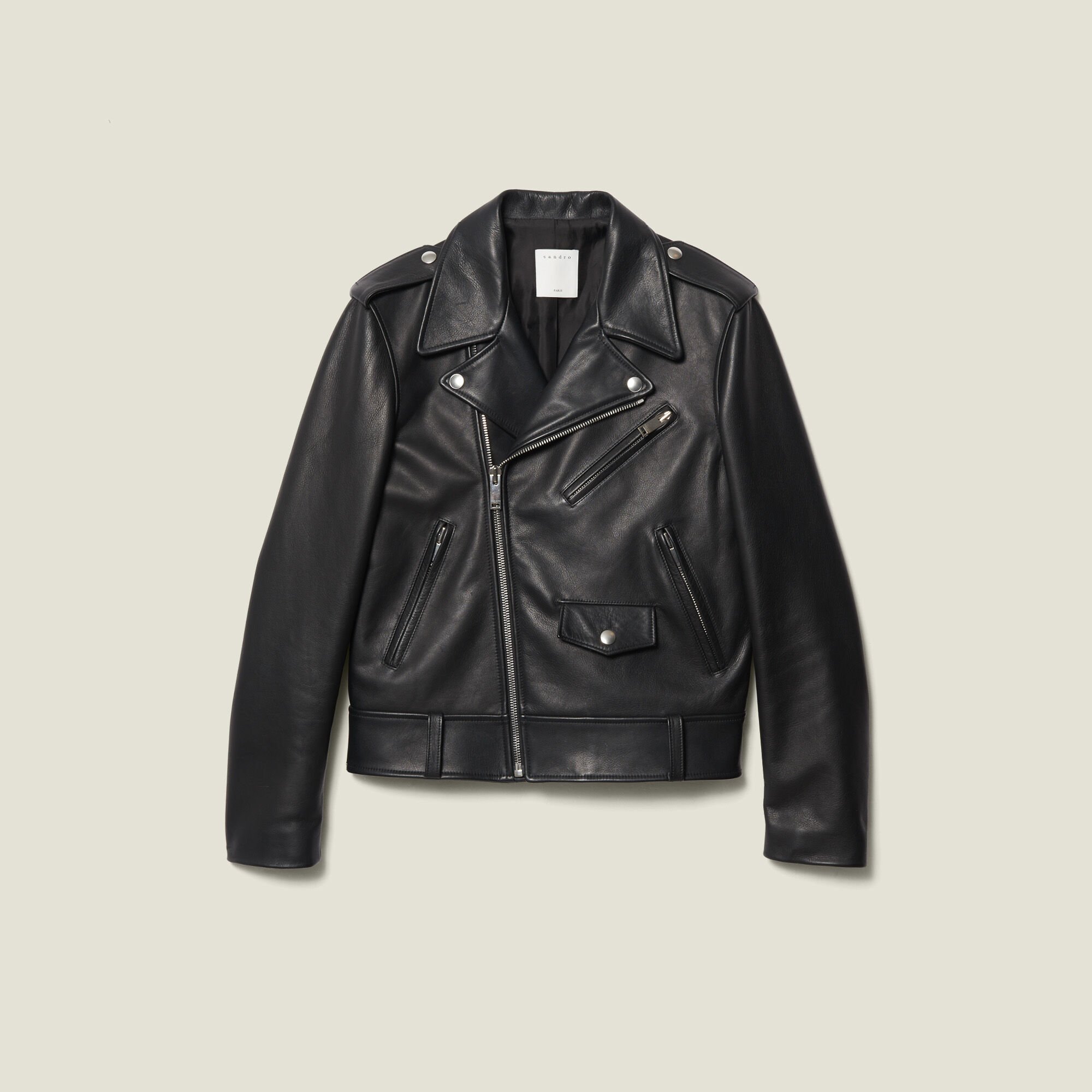 ★美品★ Sandro ジャケット Leather jacket black / gray for Men | Sandro Paris