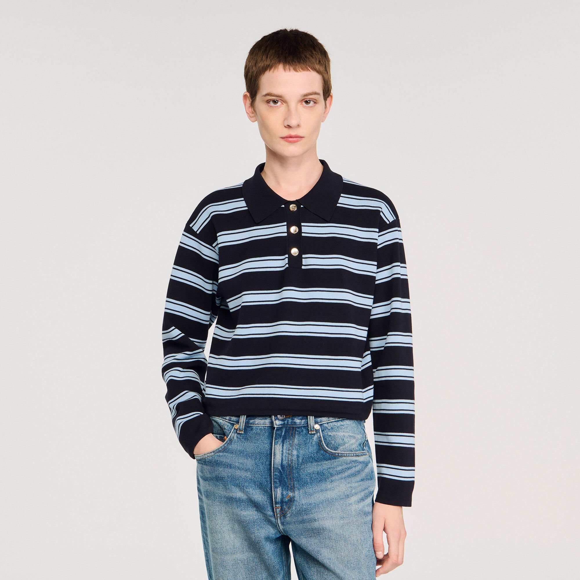 Striped polo jumper