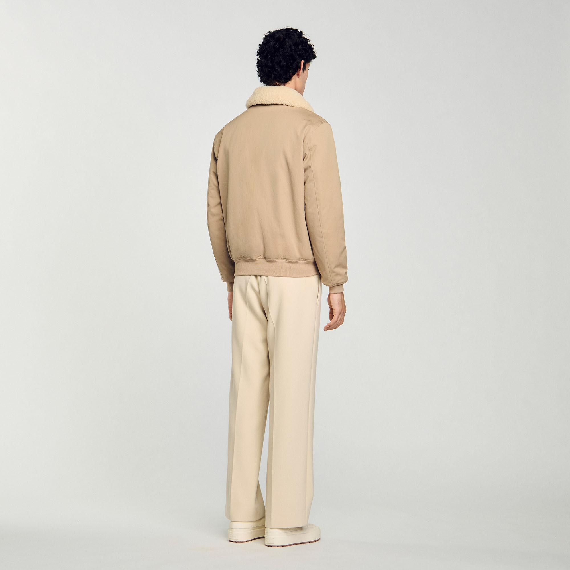 Shearling collar aviator jacket