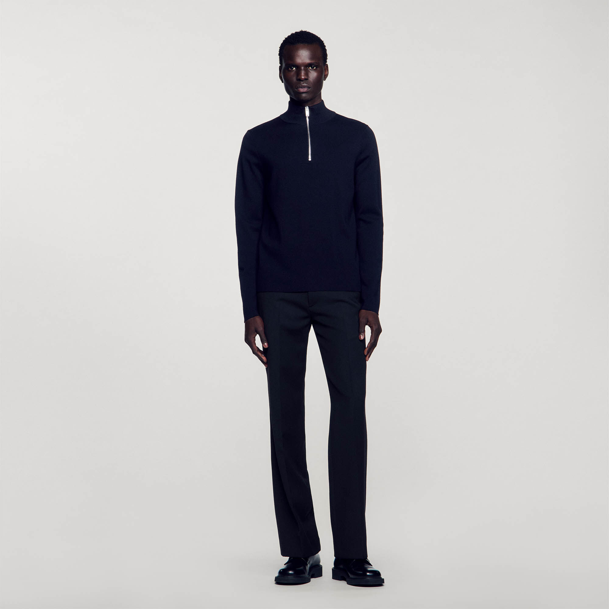 Wool jumper with zip collar