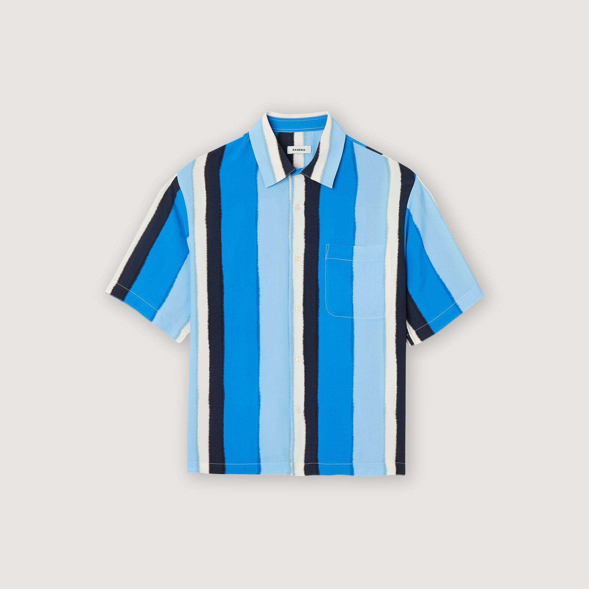 Flowing striped short-sleeved shirt