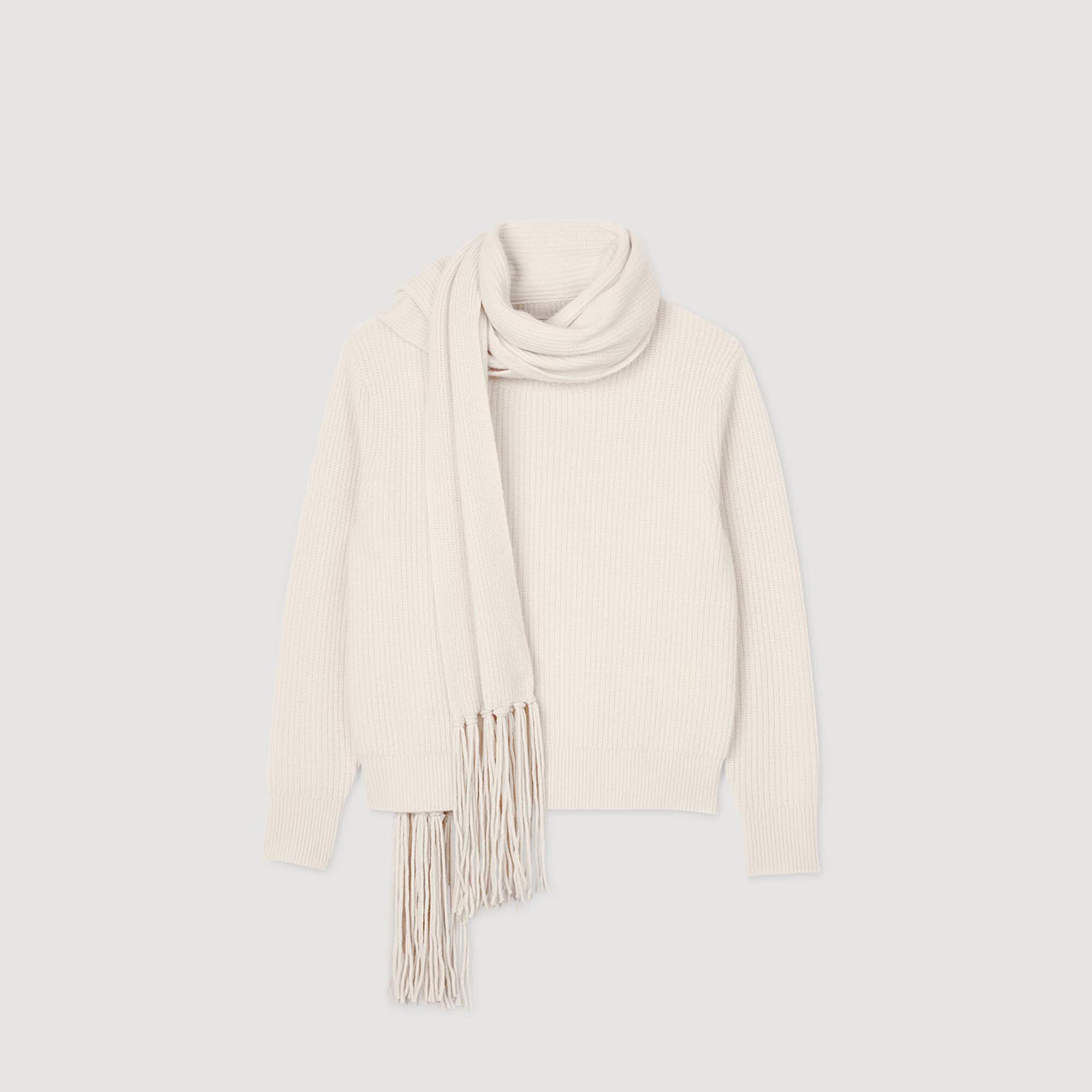 Knitted jumper with scarf collar
