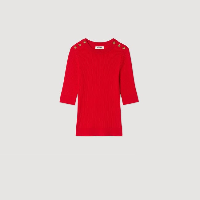Short-sleeve ribbed jumper