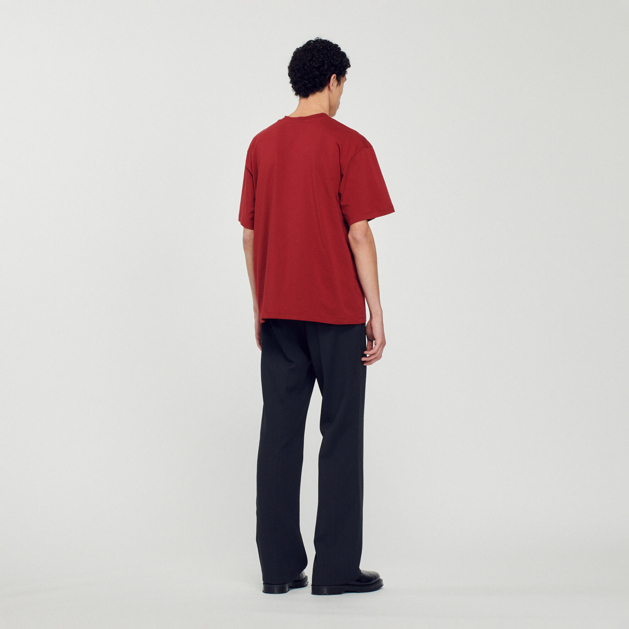Oversized logo T-shirt red for Men | Sandro Paris