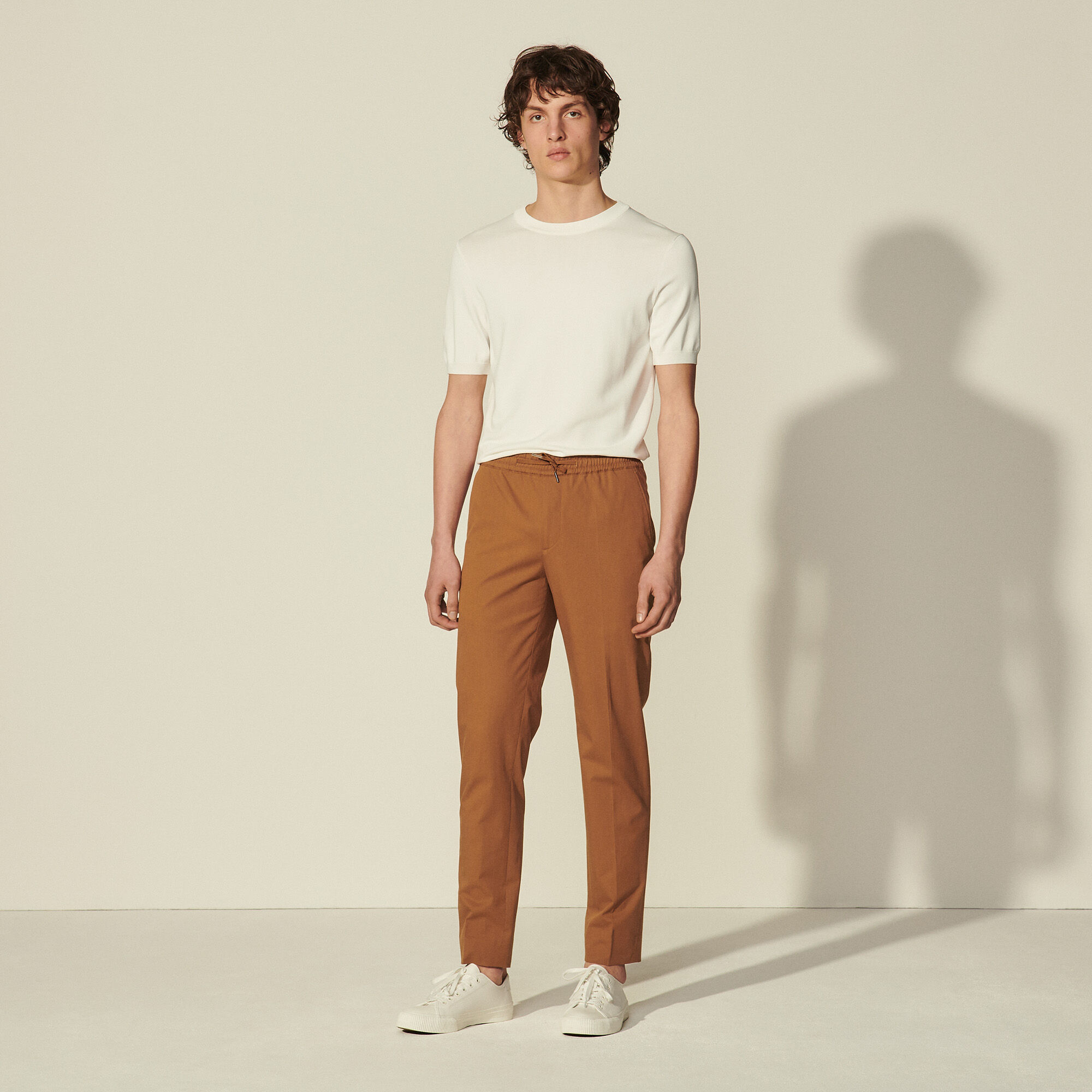 Cotton carrot-fit trousers