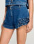 Ruffled denim shorts