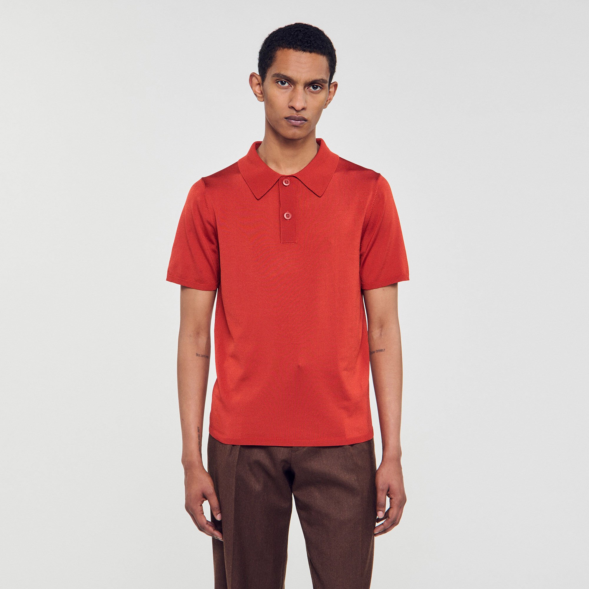 Short-sleeve knitted polo shirt