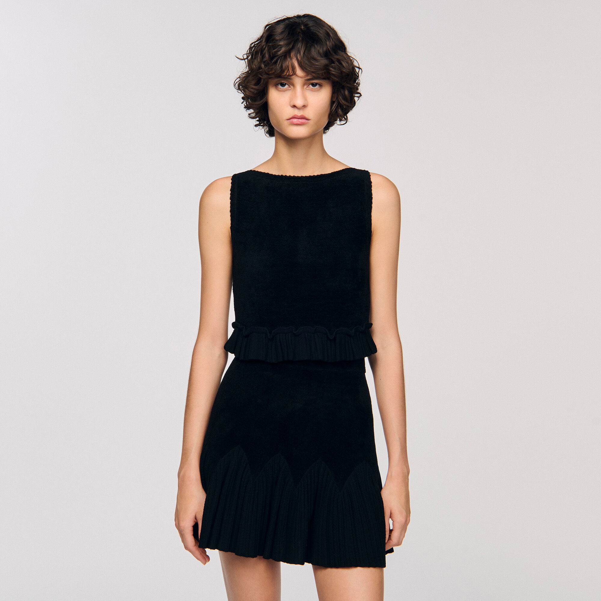 Ruffled knit crop top