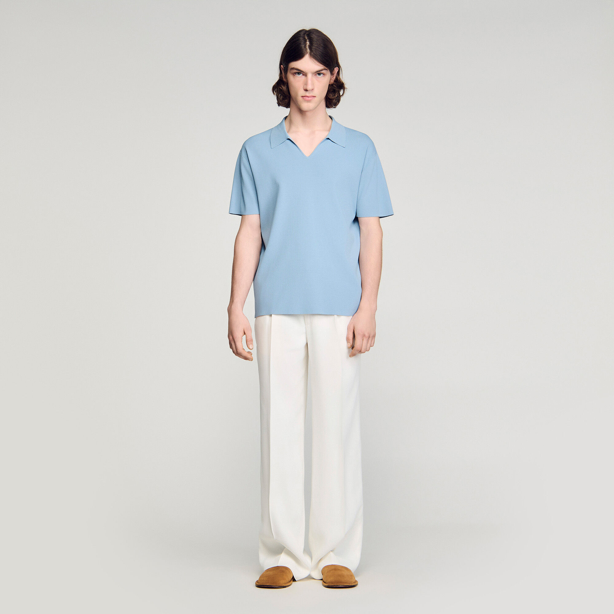 Stretch knit polo shirt