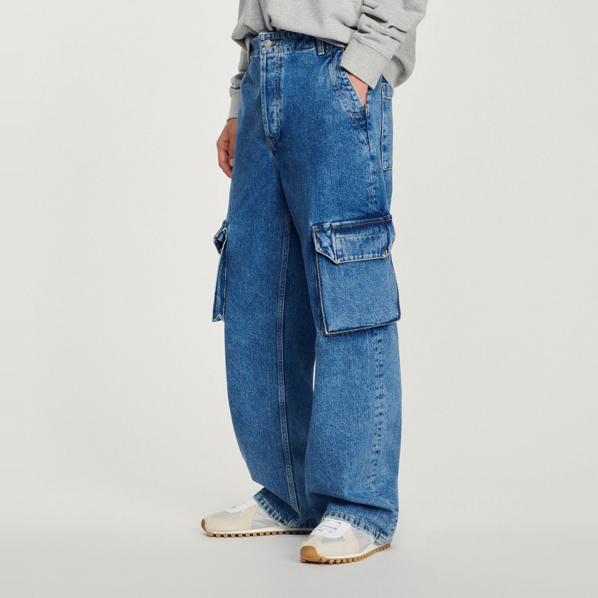 Faded wide-leg jeans