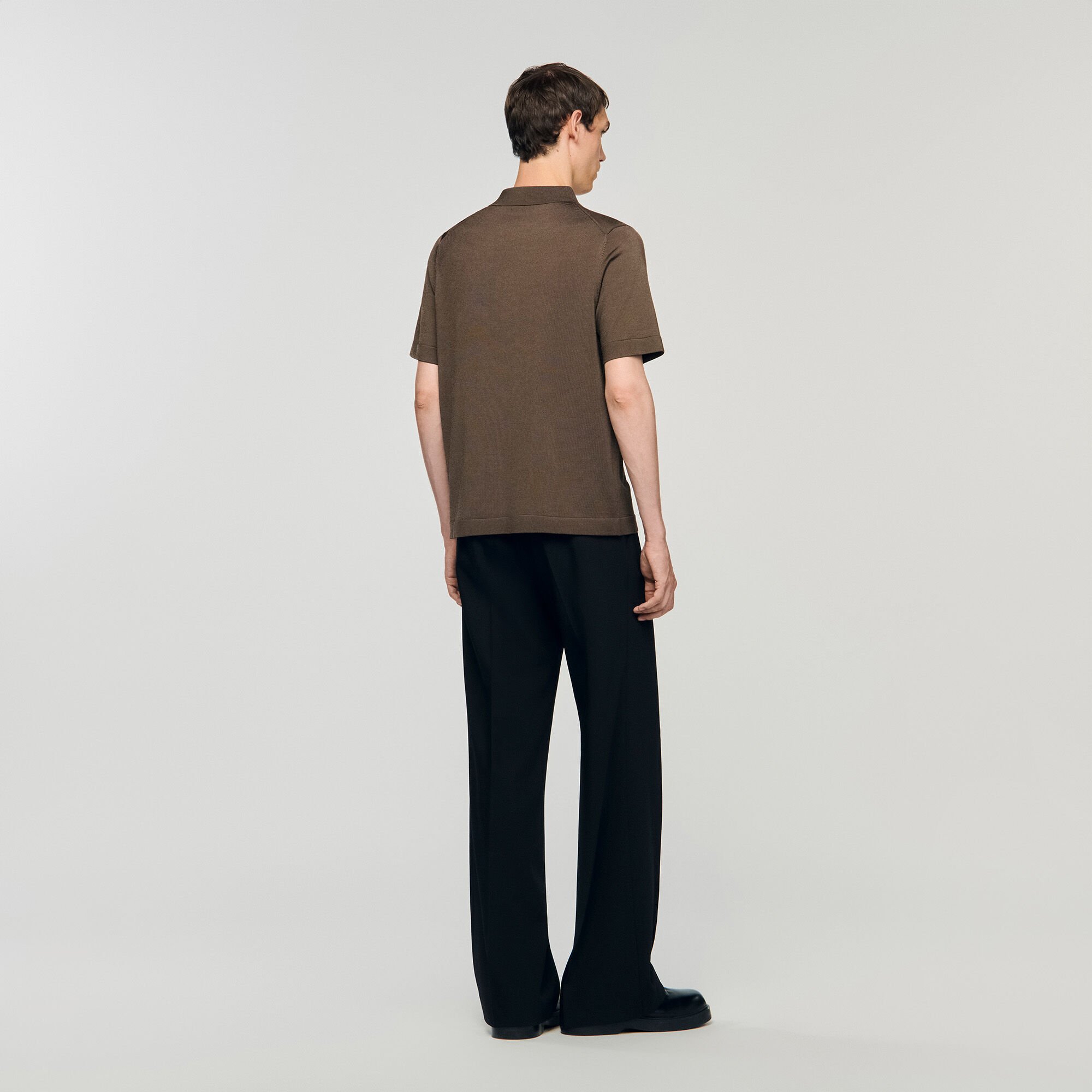 Knitted polo shirt with zip collar