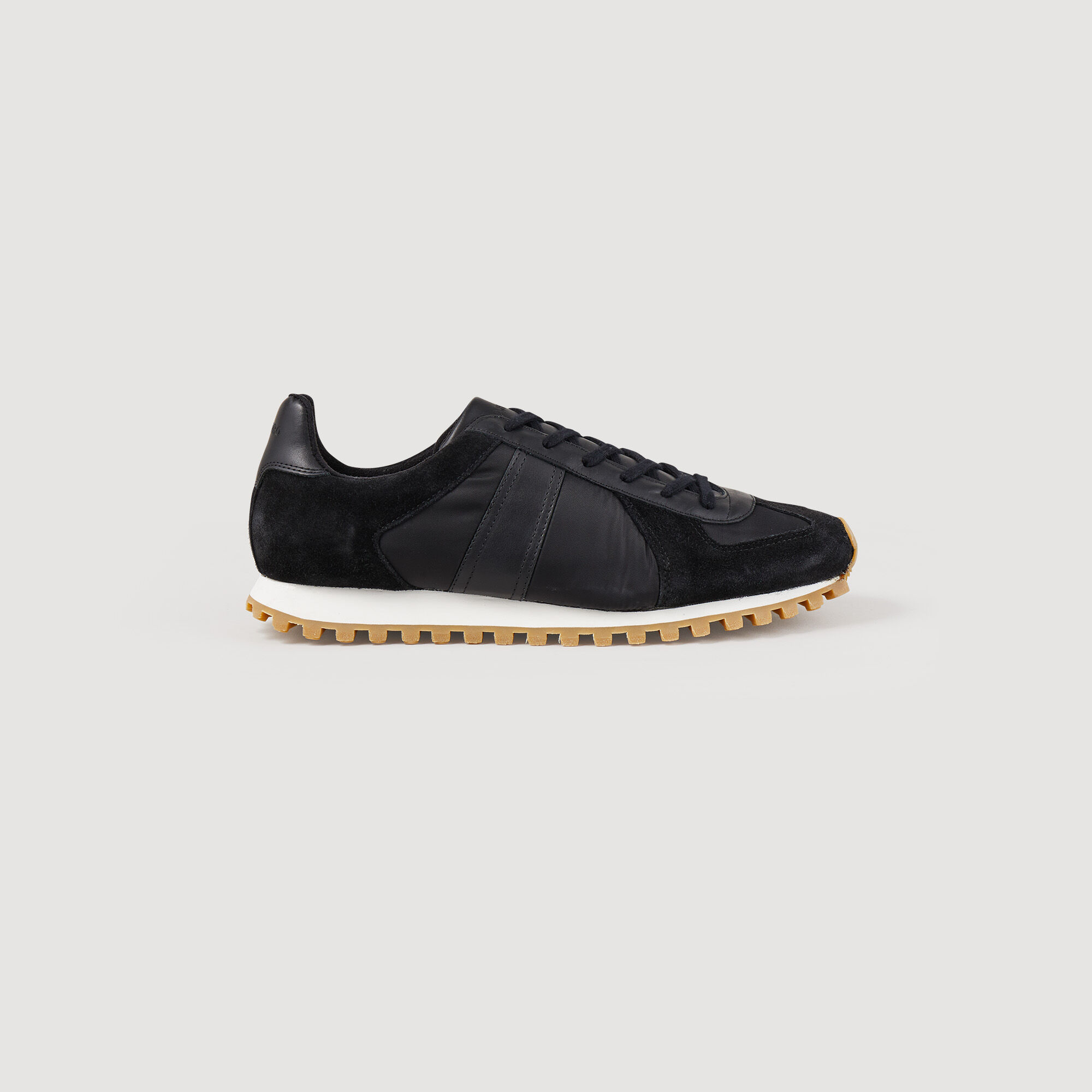 Leather running trainers black gray for Men Sandro Paris