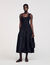 Long dual-material dress