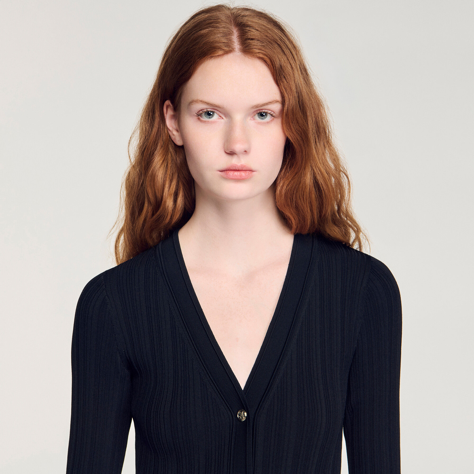 Knit maxi dress with ruffle