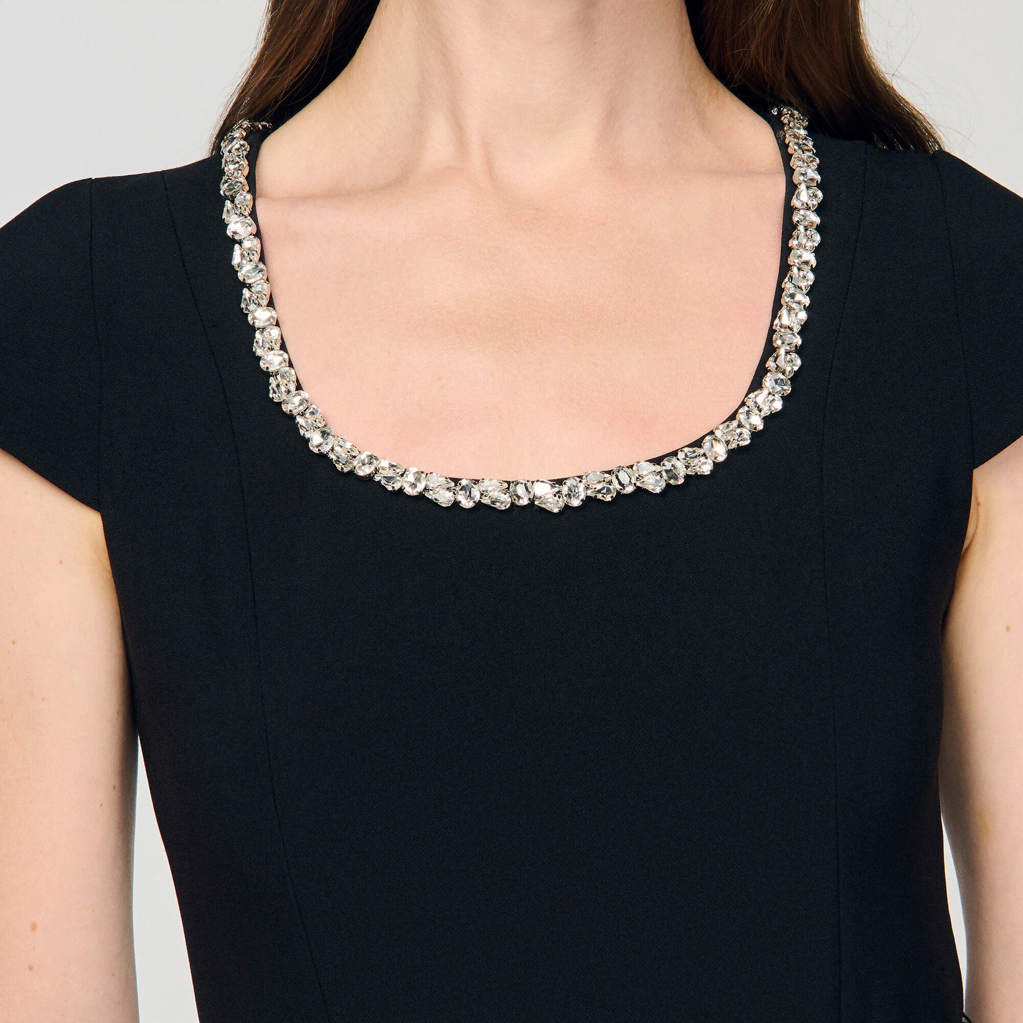 Jumpsuit with rhinestone collar