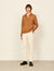 Hand-knitted effect polo sweater