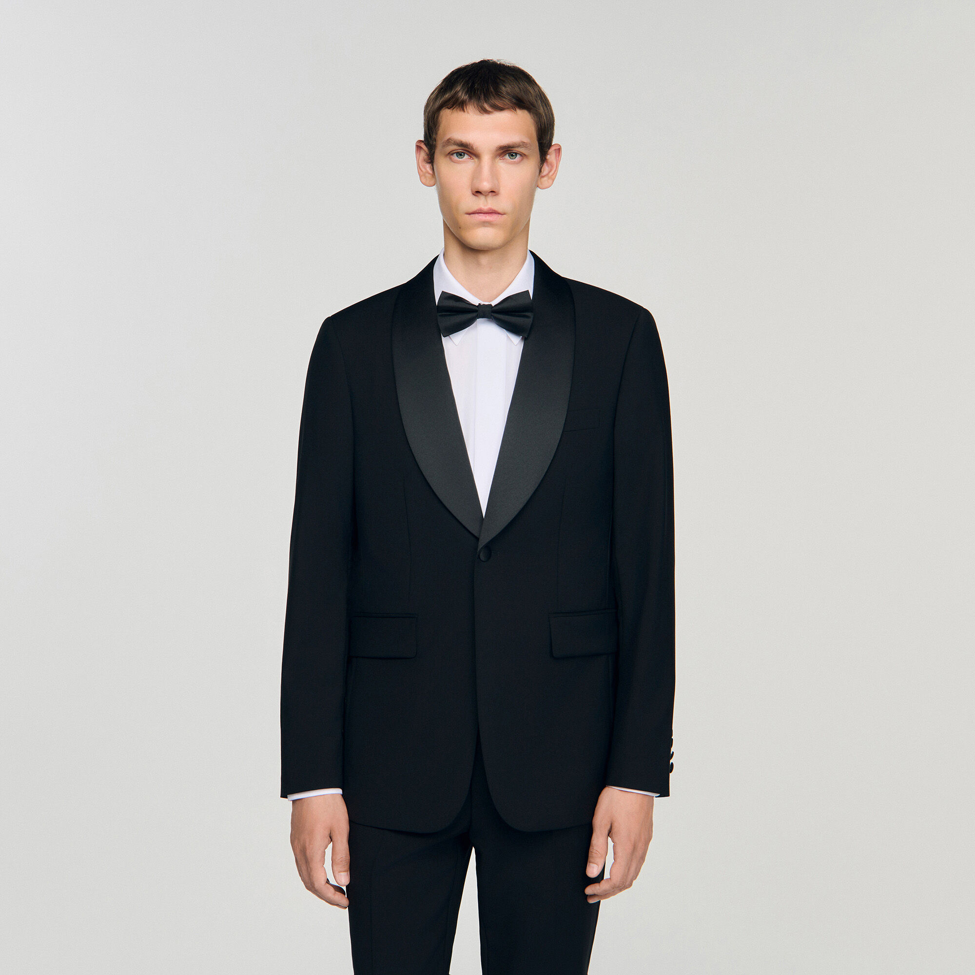 Wool jacket with shawl collar