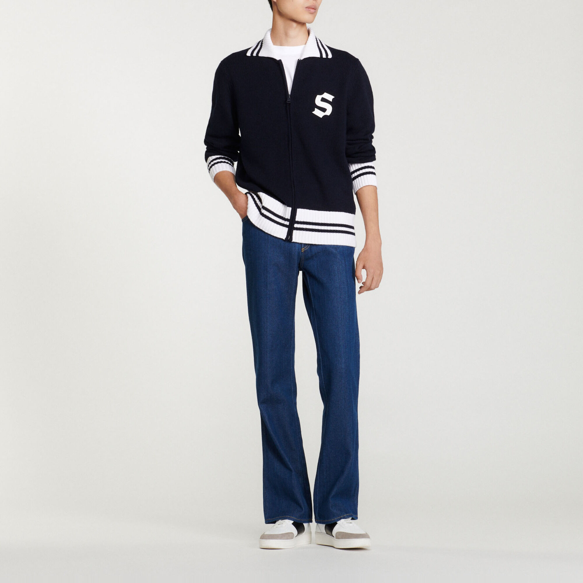 Two-tone knitted cardigan