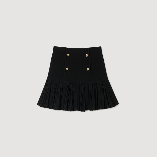 Short pleated knit skirt