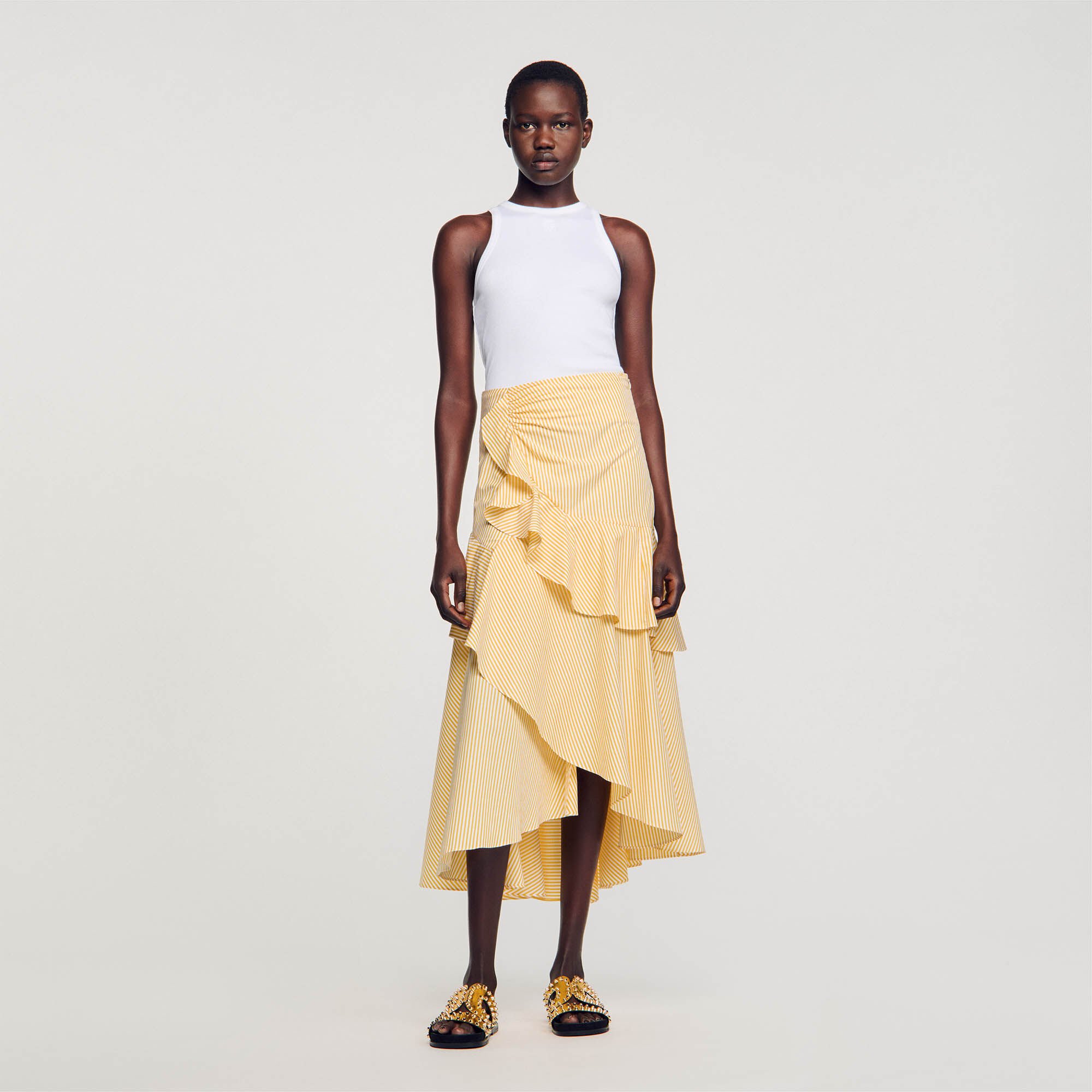 Long asymmetrical skirt