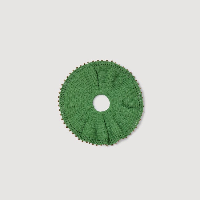 Beaded crochet scrunchie