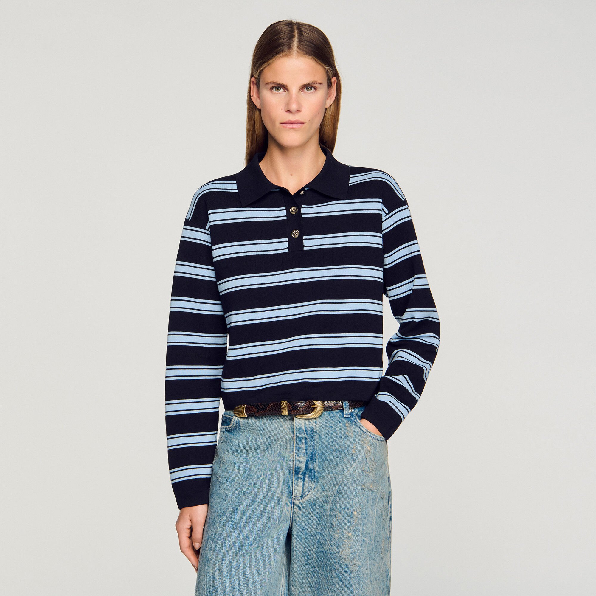 Striped polo jumper