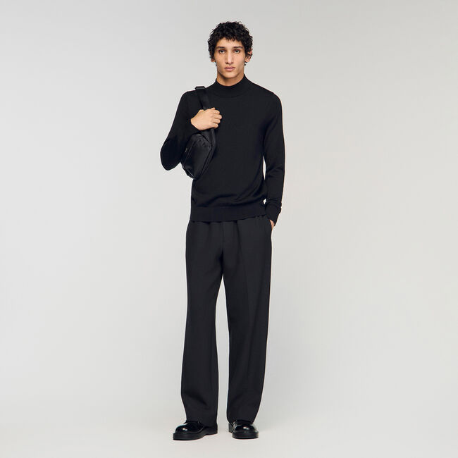 Wool jumper with a high collar