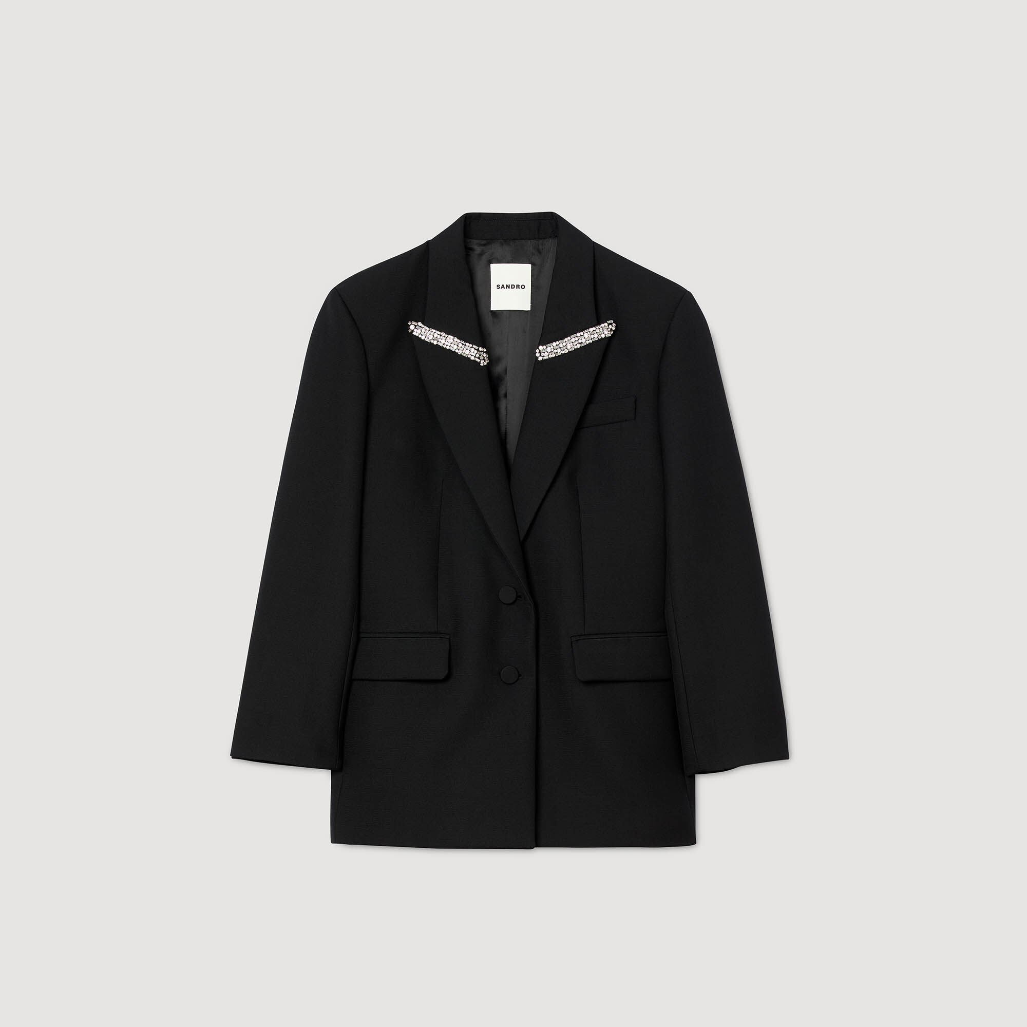 Jacket with rhinestone collar