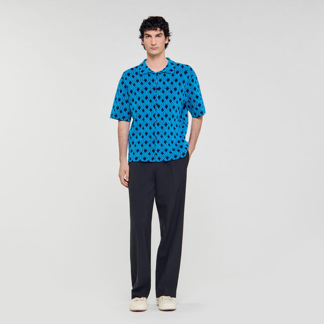 Rope jacquard cardigan shirt