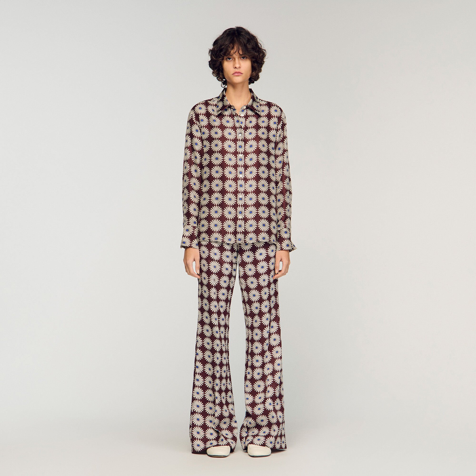 Floral print silk shirt