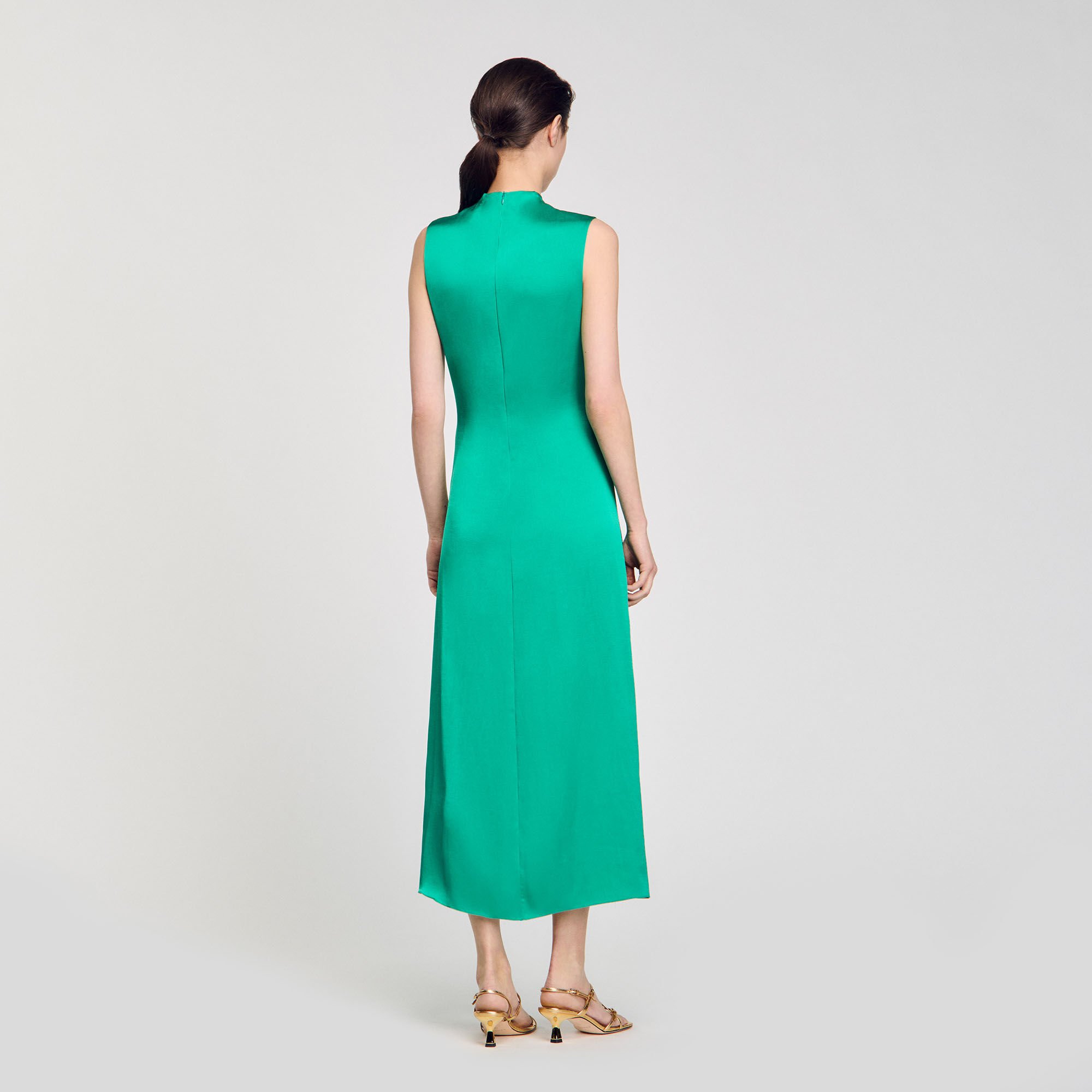 Draped satin-effect dress