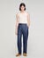 Pleated denim-effect trousers