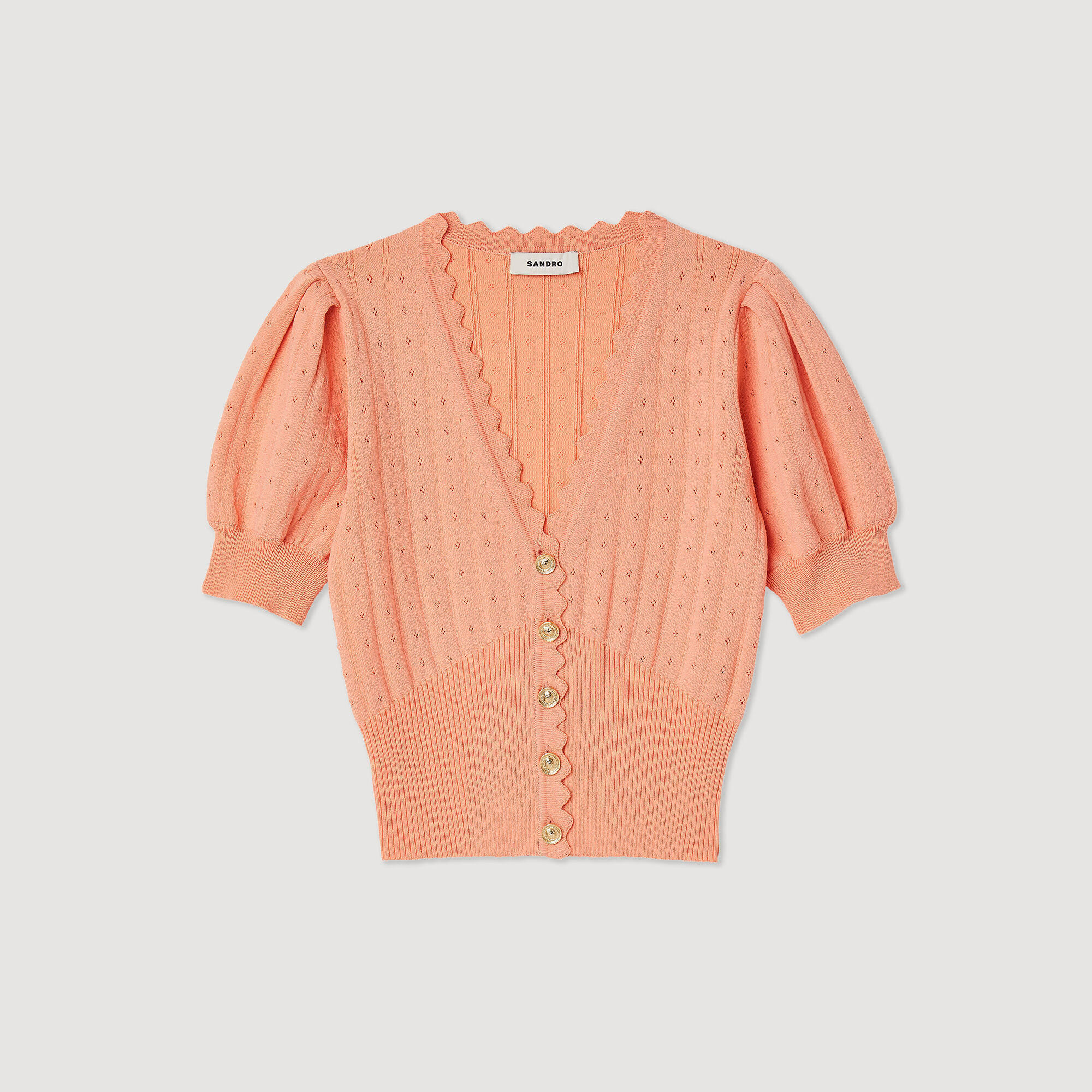 Cropped cardigan with balloon sleeves