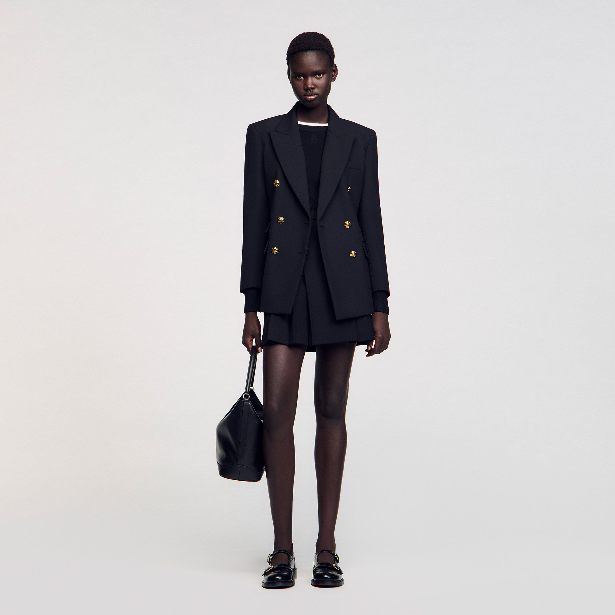 Double-breasted suit jacket black / gray For Women | Sandro