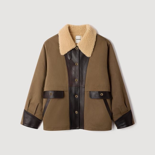 Two-tone shearling coat - Women | Sandro