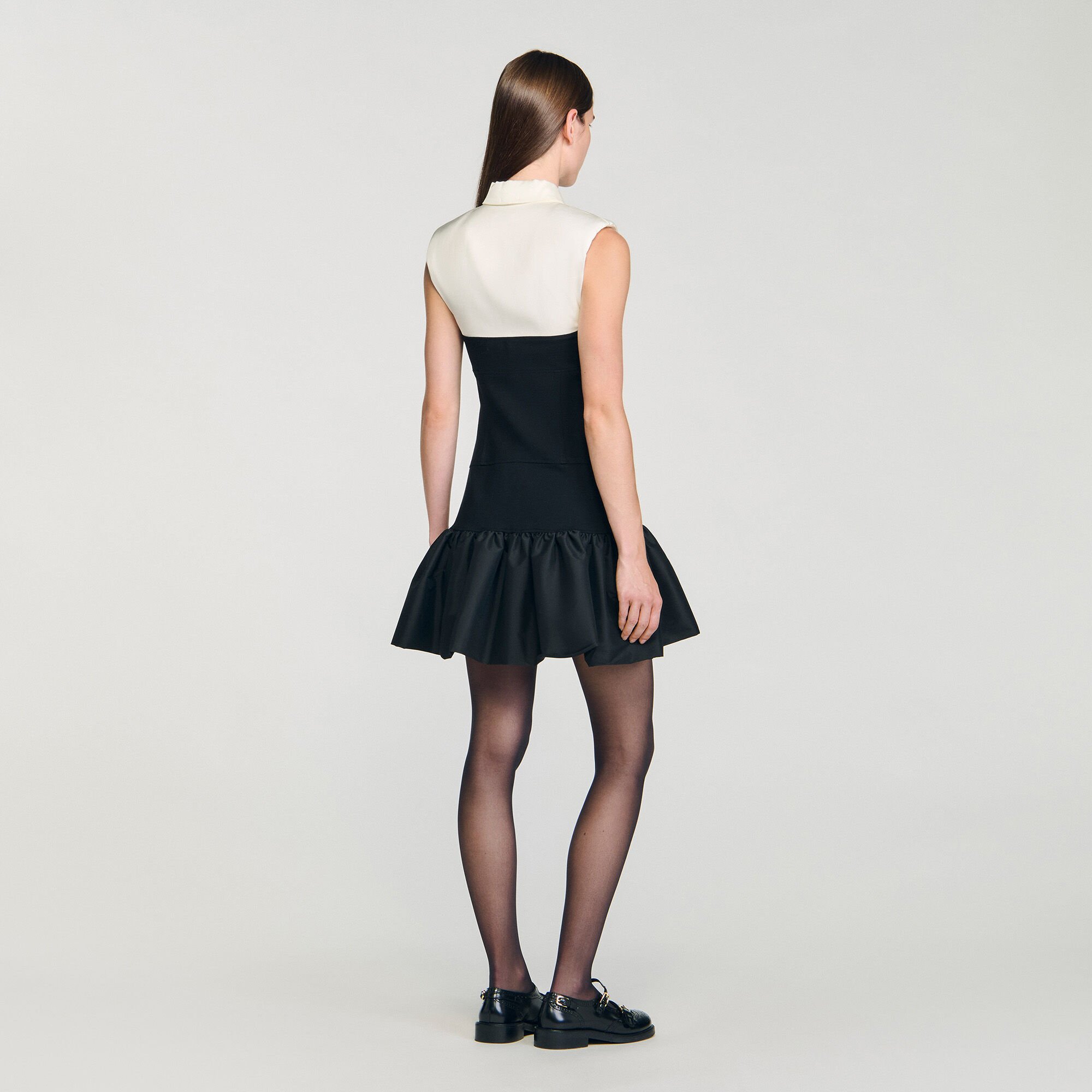 Short two-tone ruffled dress
