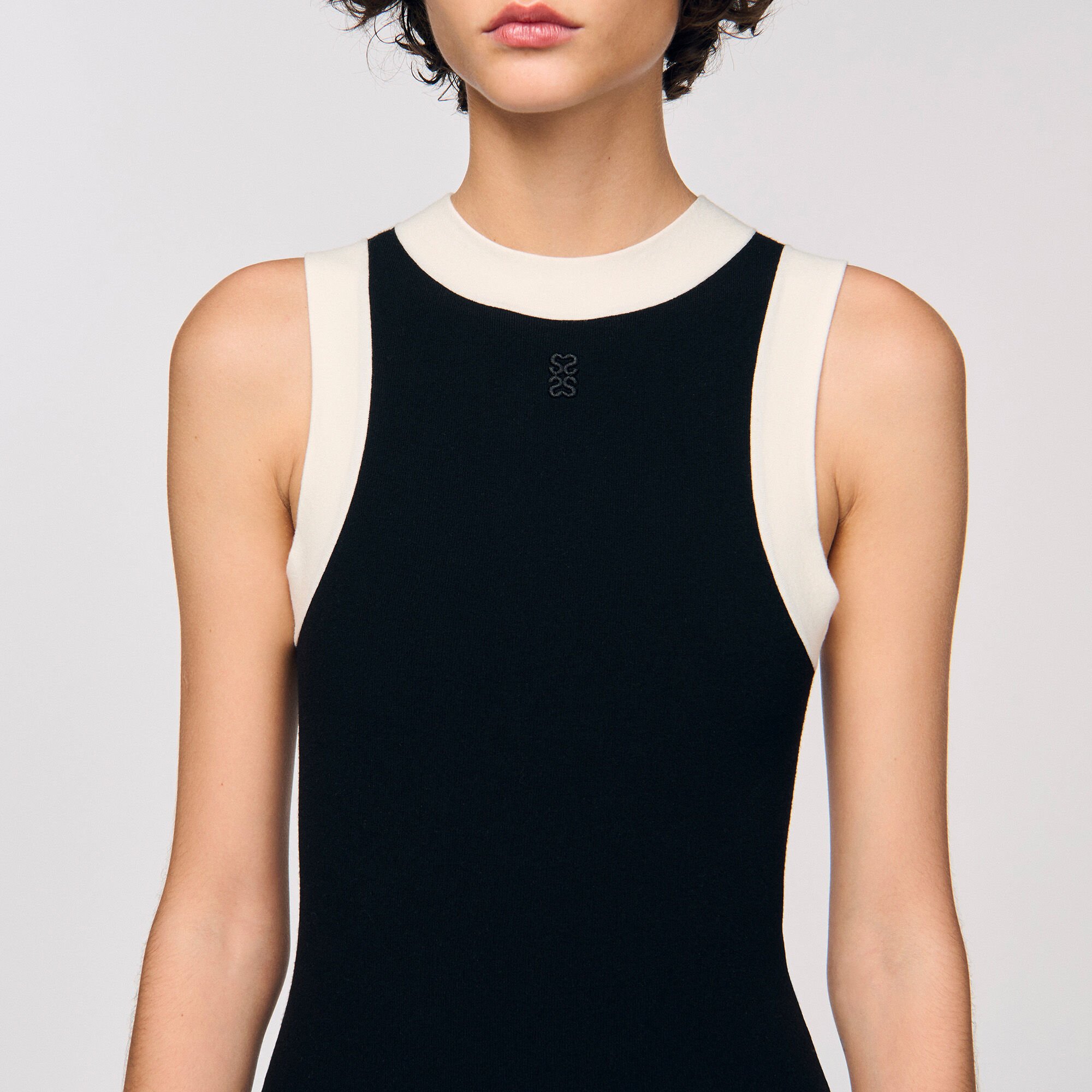 Two-tone knit bodysuit