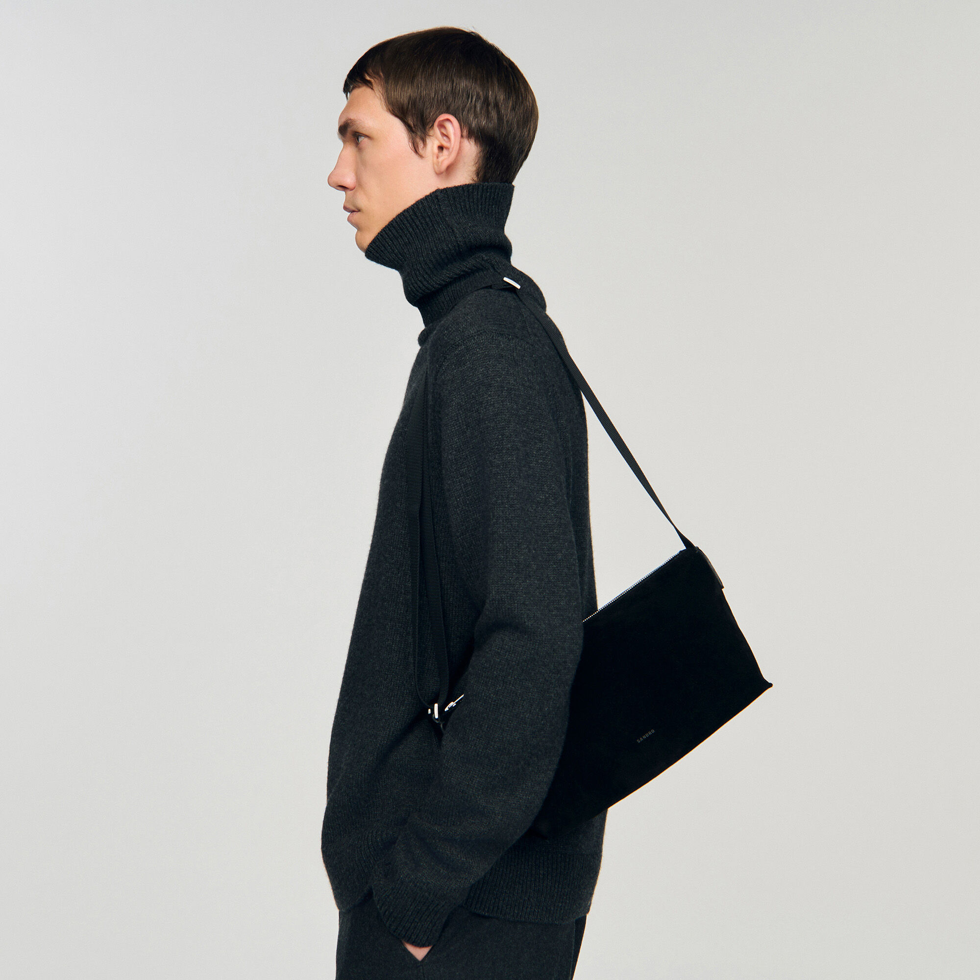 Split leather hobo bag